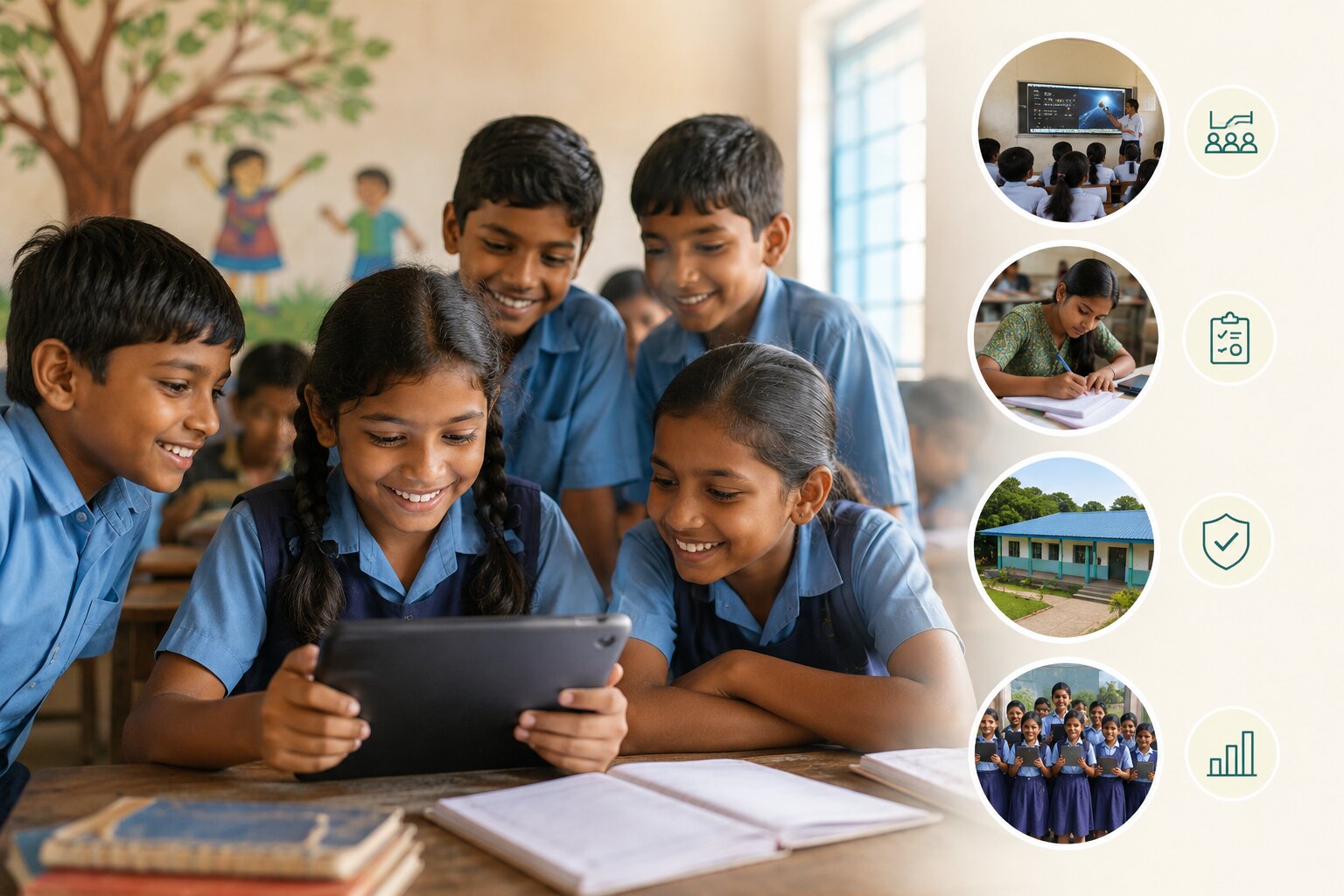 Students learning with Ashraya